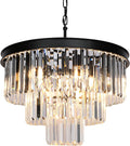 Weesalife Modern Crystal Chandeliers Contemporary Ceiling Lights Fixtures 9 Lights Farmhouse Pendant Lighting Dining Room Living Room 3-Tier Chandelier W19.7 Inches, Black Home & Garden > Lighting > Lighting Fixtures > Chandeliers ZYuan Lighting Black D20"  