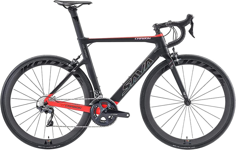 SAVADECK Carbon Road Bike,Herd6.0 T800 Carbon Fiber 700C Road Bicycle with Shimano 105 22 Speed Groupset Ultra-Light Carbon Wheelset Seatpost Fork Bicycle Sporting Goods > Outdoor Recreation > Cycling > Bicycles SAVADECK Black Reddish 54cm 