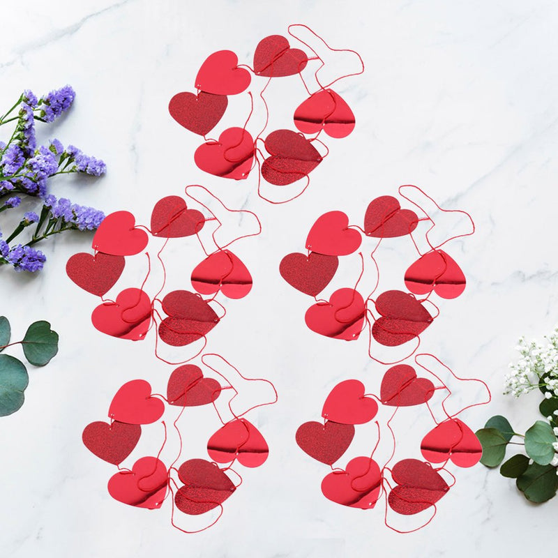 OUNONA 5Pcs Red Heart Shape Hanging Decors PVC Party Decorative Banners Classic Festival Layout Decorations for Wedding Proposal Valentine Day Decors Home & Garden > Decor > Seasonal & Holiday Decorations OUNONA   
