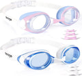 Swimming Goggles 2 Pack Anti-Fog Anti-Uv Silicone Swim Goggles Adult Women Men Sporting Goods > Outdoor Recreation > Boating & Water Sports > Swimming > Swim Goggles & Masks Seago Blue White & Pink White  