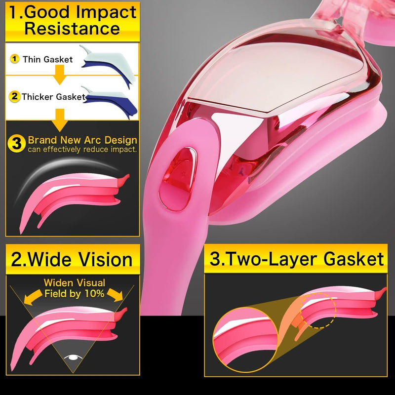 TENKEY Swim Goggles Swim Cap, Swimming Goggles No Leaking anti Fog UV Protection Triathlon Swim Goggles with Protection Case Nose Clip Ear Plugs for Adult Men Women Girls Youth Kids Child Sporting Goods > Outdoor Recreation > Boating & Water Sports > Swimming > Swim Goggles & Masks Givovanni   