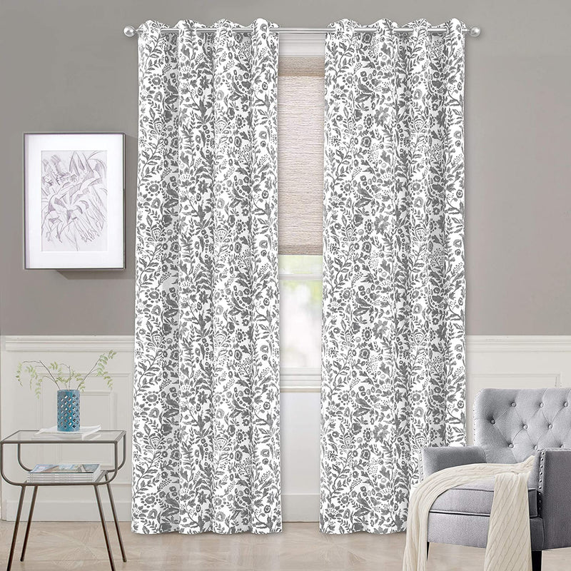 Driftaway Julia Watercolor Blackout Room Darkening Grommet Lined Thermal Insulated Energy Saving Window Curtains 2 Layers 2 Panels Each Size 52 Inch by 84 Inch Blush Home & Garden > Decor > Window Treatments > Curtains & Drapes DriftAway Grey 52'' x 108'' 