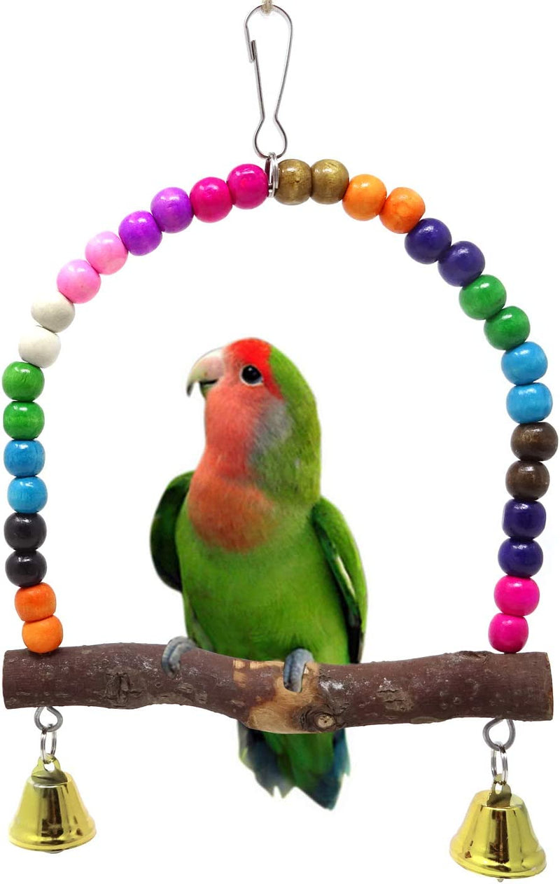 HONBAY Wooden Bird Swing Perch Parrot Hanging Toy for Small Sized Birds Animals & Pet Supplies > Pet Supplies > Bird Supplies > Bird Toys HONBAY   
