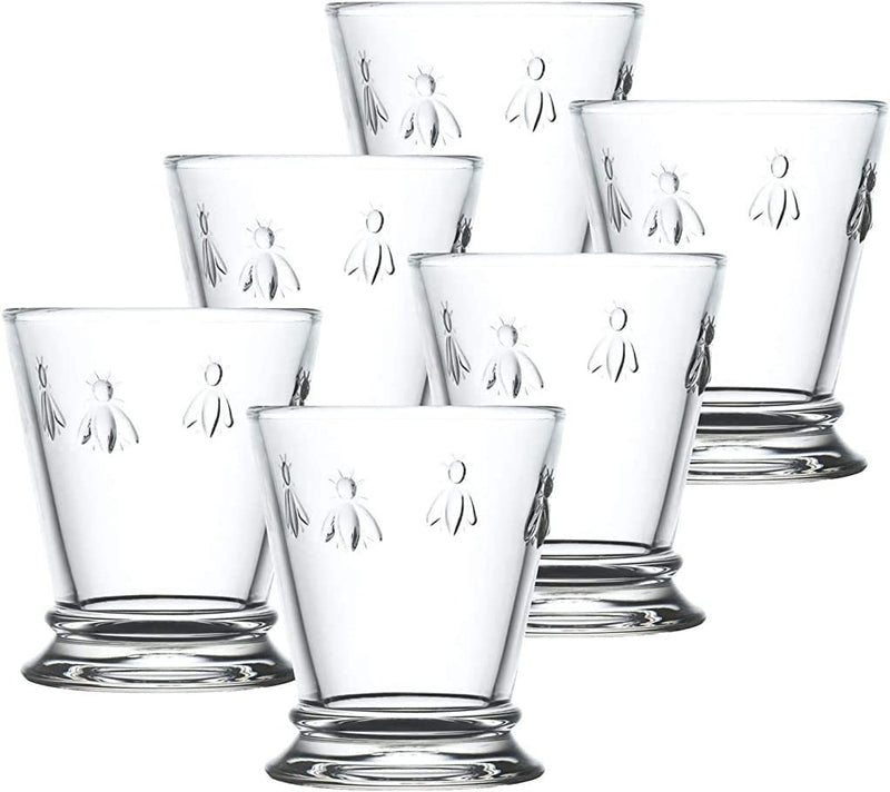 Napoleon Bee Tumblers Set of 6 - 9 Oz - Clear Glass Tumbler W/ the French Bee Embossed Design - Fine French Glassware, Drinking Glasses, Heavy Water Glasses, Dishwasher Safe Juice Glasses Home & Garden > Kitchen & Dining > Tableware > Drinkware La Rochere Clear 6 Piece Set 