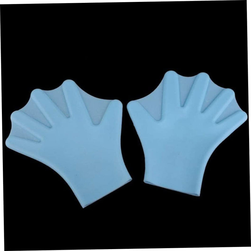 Webbed Gloves Hand Paddles Swimming Gloves Full Finger Flippers Aquatic Gloves Swim Flippers for Men Women Diving Surfing Training (Blue) 1Pair