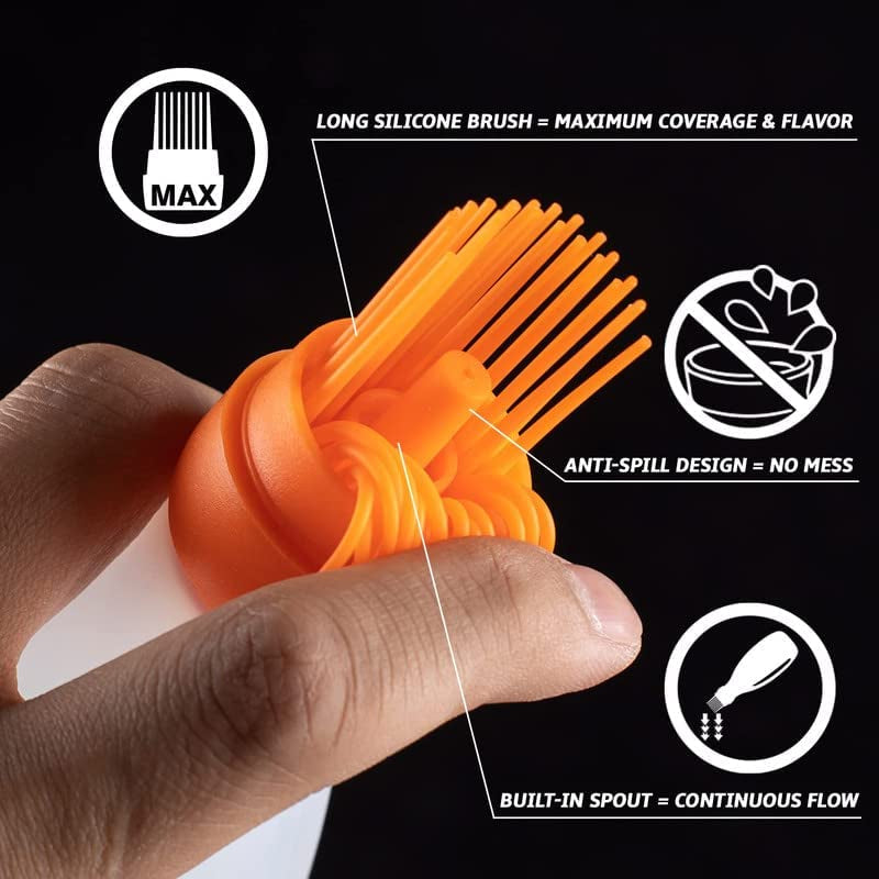 Silicone Basting Brush for Cooking - Oil Dispenser with Brush, All in One Oil Brush for Cooking, BBQ Brush, BBQ Mop -Smoker Accessories Gifts for Men - Sauce Brush for Cooking - Grilling Tools (Black) Home & Garden > Kitchen & Dining > Kitchen Tools & Utensils Gourmet Easy   