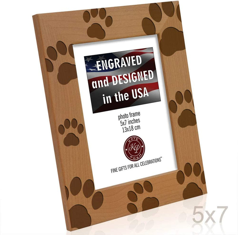 KATE POSH - Doggie Paw Engraved Natural Wood Picture Frame, Best Dog Ever, Memorial Dog Frame, Best Cat Ever, Memorial Cat Photo Frame (5X7-Vertical) Home & Garden > Decor > Picture Frames KATE POSH   