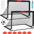 Kids Soccer Goals for Backyard Set - 2 of 4' X 3' Portable Soccer Goal Training Equipment, Pop up Toddler Soccer Net with Soccer Ball, Soccer Set for Kids and Youth Games, Sports, Outdoor Play Sporting Goods > Outdoor Recreation > Winter Sports & Activities VAVOSPORT Black  
