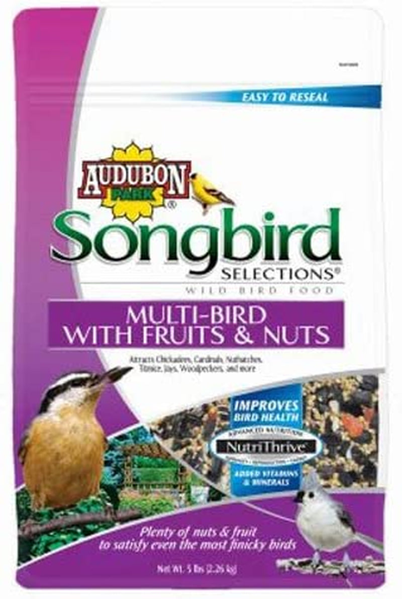 Audubon Park Songbird Selections Songbird Selections 11982 Multi Wild Bird Food with Fruits and Nuts, 5-Pound, 5 Pound (Pack of 1) Animals & Pet Supplies > Pet Supplies > Bird Supplies > Bird Food Scotts 5 Pound (Pack of 1)  