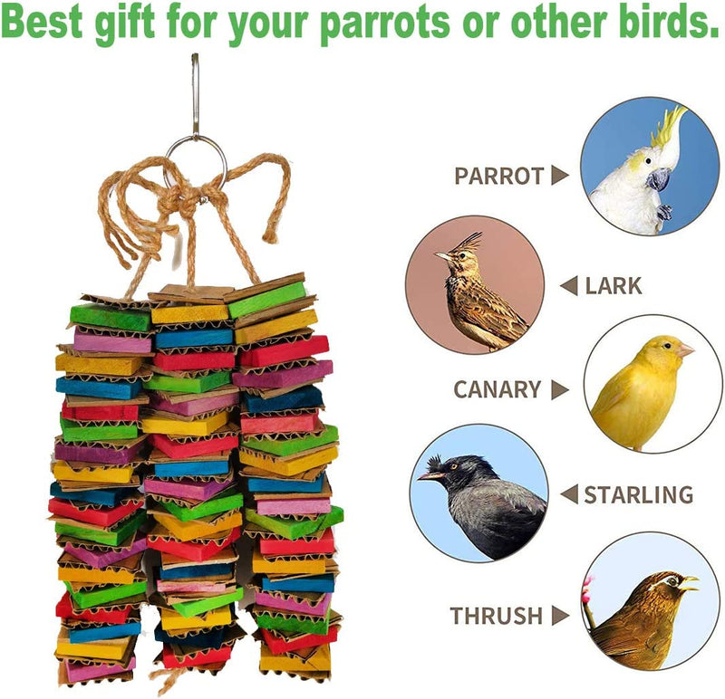 Parrot Toys for Medium Birds, Cardboard Bird Toys African Grey Parrot Toys, Natural Wooden Bird Cage Chewing Toy with Clip for Small Medium Parrots and Birds Cockatiel Conure Animals & Pet Supplies > Pet Supplies > Bird Supplies > Bird Toys Coppthinktu   