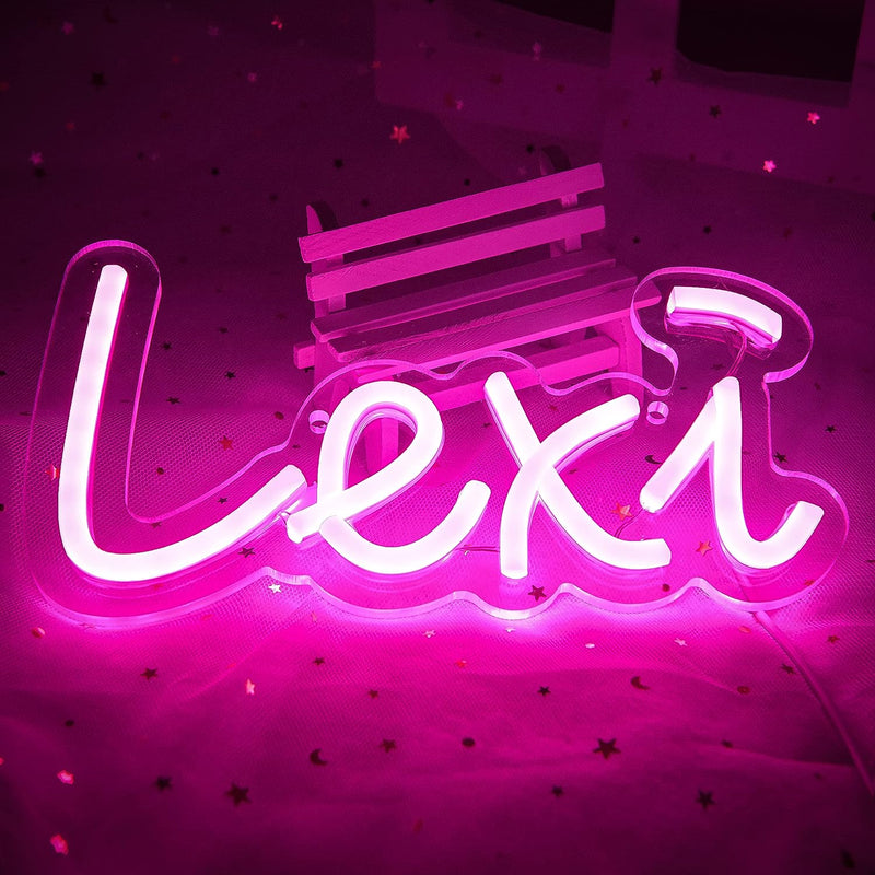 ATTNEON Pink Emma Neon Sign,Personalized LED Name Neon Light for Kids Bedroom,Birthday Party Decoration,Usb Powered Light for Wall Decor,Best Gift for Girls,Size 11.8 * 5.1 Inches(Jtld015-8)  attneon Lexi-Pink  
