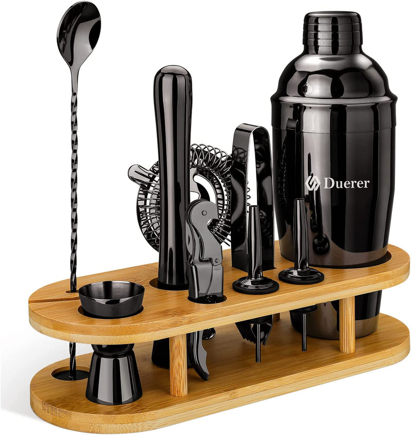 Duerer Bartender Kit with Stand, 11-Piece Cocktail Kit with Stylish Bamboo Stand, Perfect Home Bar Tool Set and Professional Martini Bartender Set, Perfect Drink Mixing Bar Set Tools Home & Garden > Kitchen & Dining > Barware Duerer Grey-11Pcs  