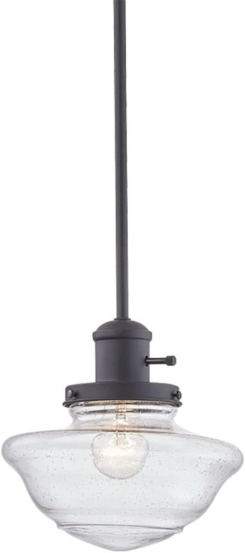 Design House 587451 Schoolhouse Modern Industrial Farmhouse Indoor Dimmable Pendant Light with Clear Seedy Glass for Kitchen Dining Bar Area, Matte Black Home & Garden > Lighting > Lighting Fixtures Design House   
