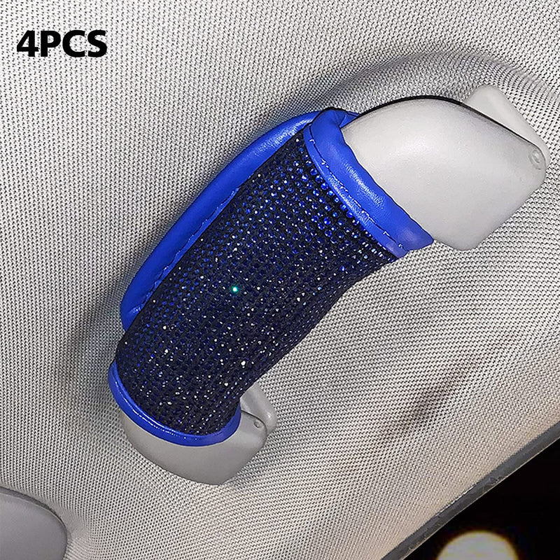 SPANICE 4Pcs Bling Bling Auto Safety Door Handle Cover, Luster Crystal Car Protective Handle Cover Diamond Car Decor Accessories for Women (Blue-4Pcs) Sporting Goods > Outdoor Recreation > Winter Sports & Activities SPANICE   