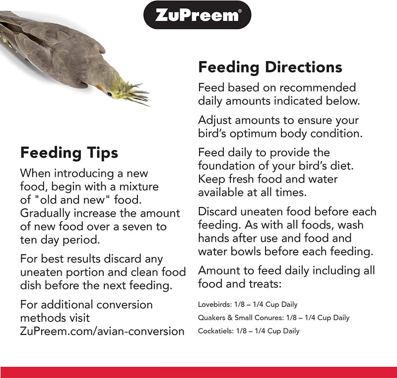 Zupreem Smart Selects Bird Food for Medium Birds, 2.5 Lb (Pack of 2) - Everyday Feeding, Cockatiels, Quakers, Lovebirds, Small Conures Animals & Pet Supplies > Pet Supplies > Bird Supplies > Bird Food ZuPreem   