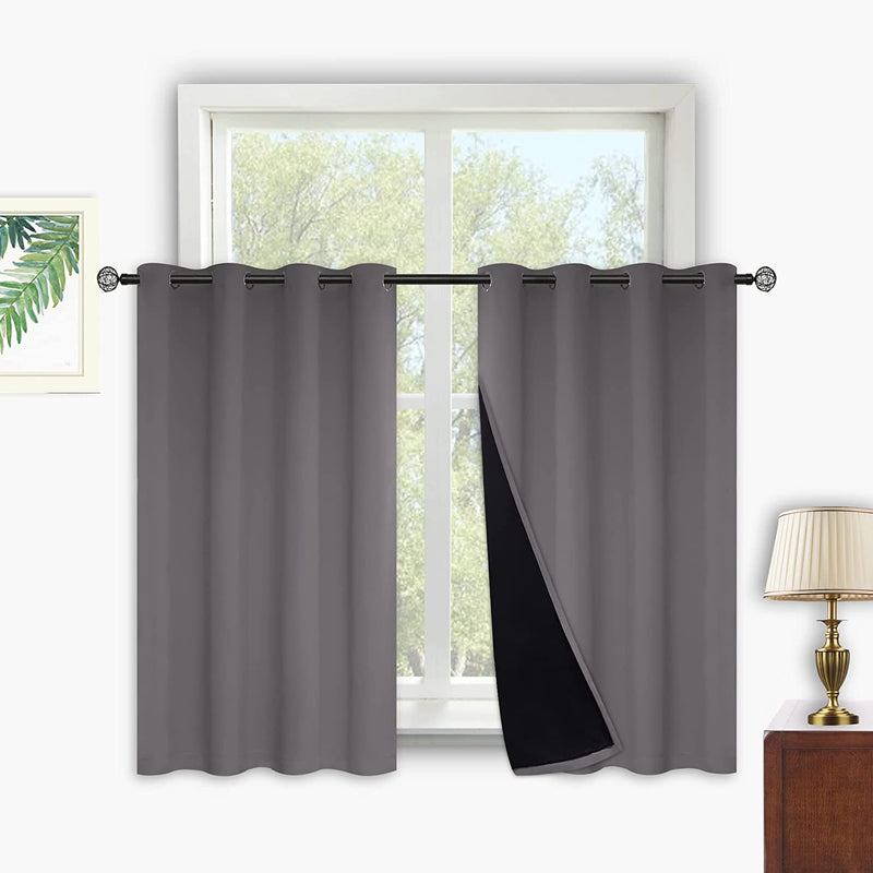 Kinryb Halloween 100% Blackout Curtains Coffee 72 Inche Length - Double Layer Grommet Drapes with Black Liner Privacy Protected Blackout Curtains for Bedroom Coffee 52W X 72L Set of 2 Home & Garden > Decor > Window Treatments > Curtains & Drapes Kinryb Grey W52" x L45" 