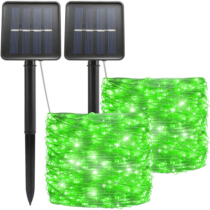Solar St. Patrick'S Day String Lights Green Outdoor Waterproof 72Ft 100 LED?2 Pack? 8 Modes Copper String Lights Fairy Lights for Valentine'S Day Garden, Patio, Fence, Balcony, Outdoors(Green 2Pcs? Home & Garden > Decor > Seasonal & Holiday Decorations YAOZHOU   