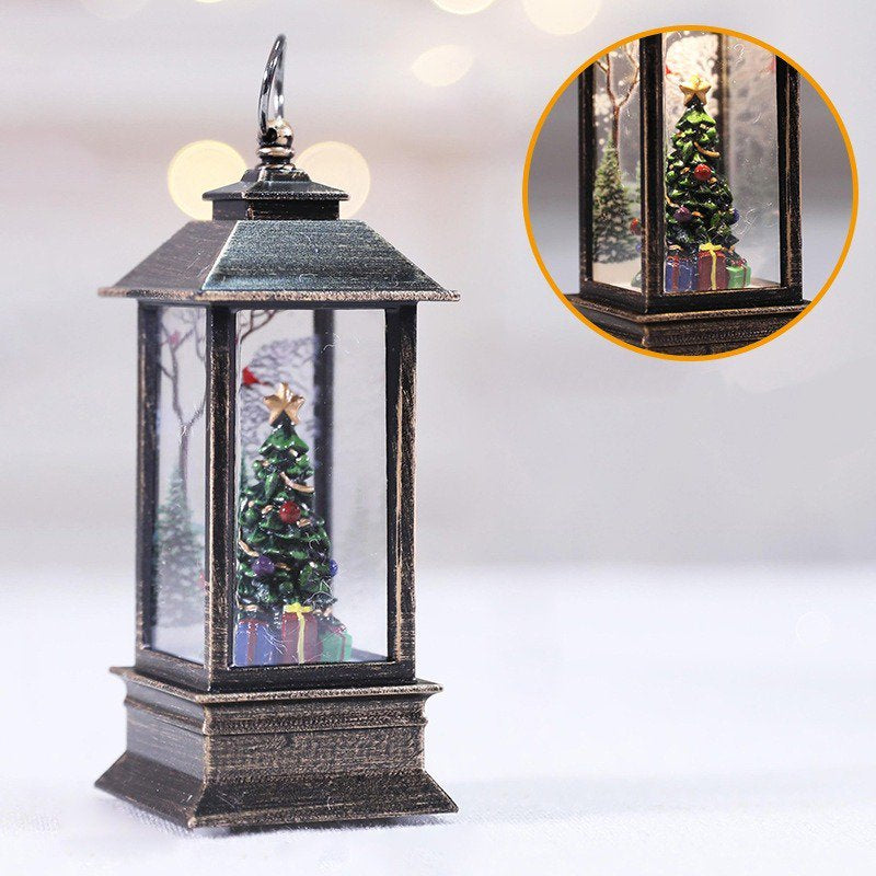 Christmas Snow Globe Lantern, Battery Operated Lighted Swirling Glitter Water Lantern for Christmas Home Decoration, Santa Claus  Keimprove Christmas Tree  