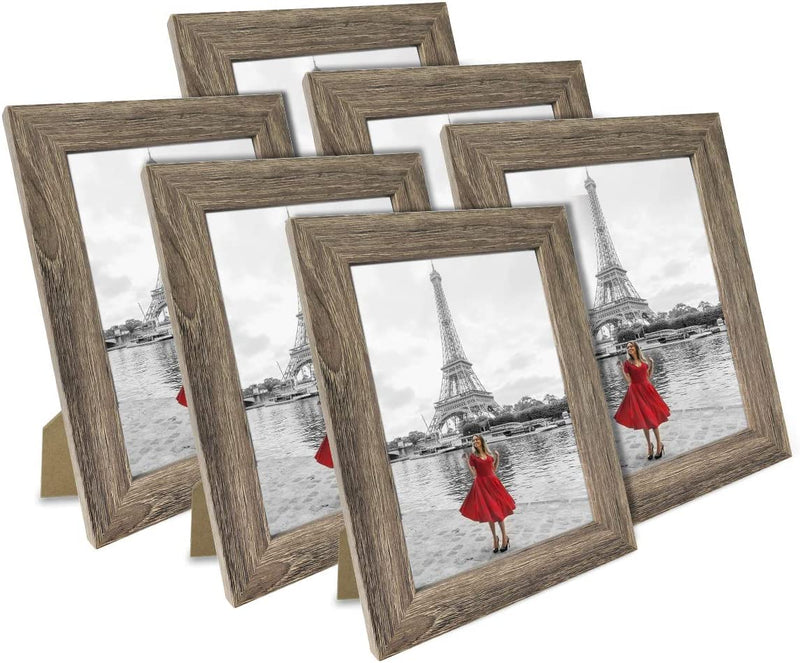 NUOLAN 5X7 Picture Frame Rustic Gray Wood Pattern Art Photo Frames 6 Packs for Wall or Tabletop Display (NL-PF5X7-RG) Home & Garden > Decor > Picture Frames NUOLAN Rustic Gray 4x6 