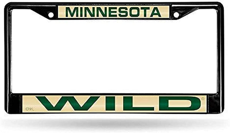 Rico Industries NHL Black Laser Cut Chrome Frame 12" X 6" Black Laser Cut Chrome Frame - Car/Truck/Suv Automobile Accessory Sporting Goods > Outdoor Recreation > Winter Sports & Activities Rico Industries Minnesota Wild  