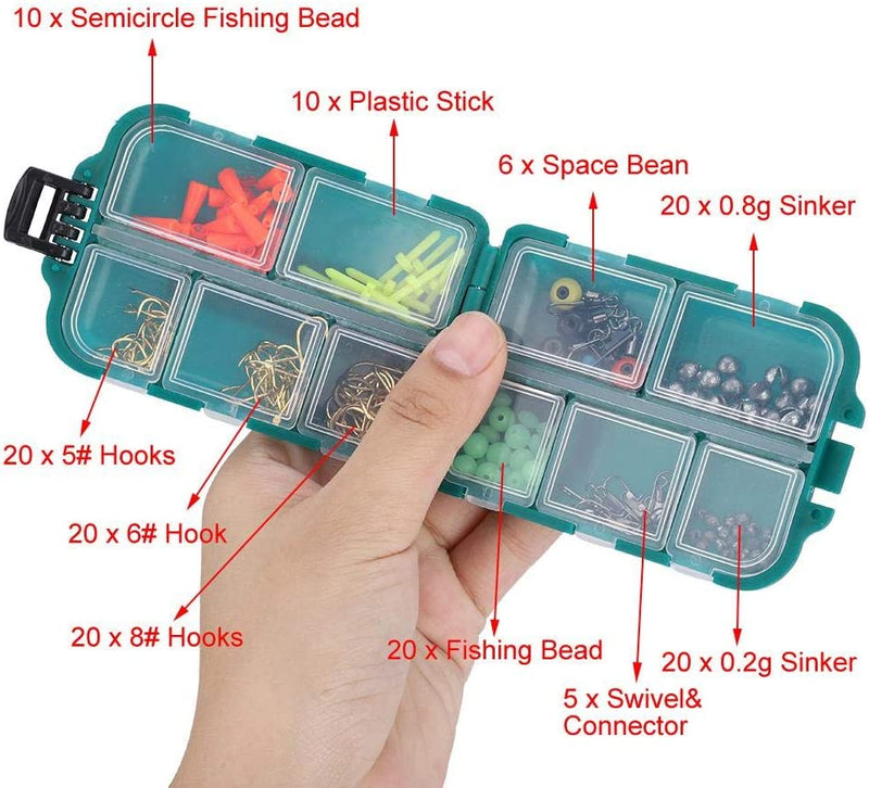 Fishing Accessories Kit with Tackle Box Set Including Fishing Hooks, Fishing Weights, Jig Heads, O-Rings, Fishing Beans Sporting Goods > Outdoor Recreation > Fishing > Fishing Tackle Tihebeyan   