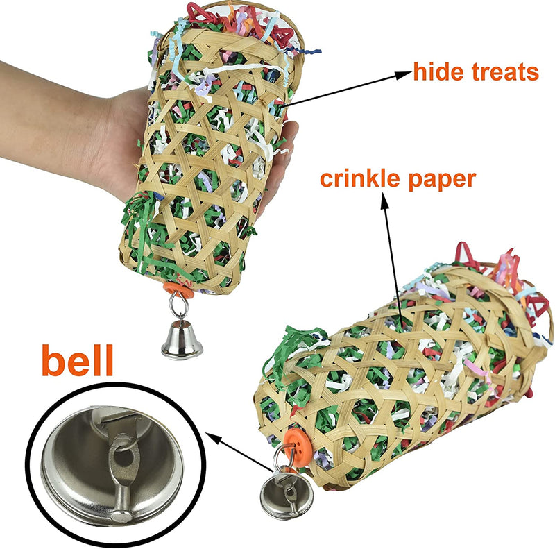 GUANLANT 4 Pack Shredder Bird Toys, Foraging Feeder Toys Treat Basket for Parrots, Conure Shredding Chewing Paper Toys, Hanging Cage Climbing Foot Toys with Bell for Parakeets Cockatiel African Grey Animals & Pet Supplies > Pet Supplies > Bird Supplies > Bird Toys GUANLANT   