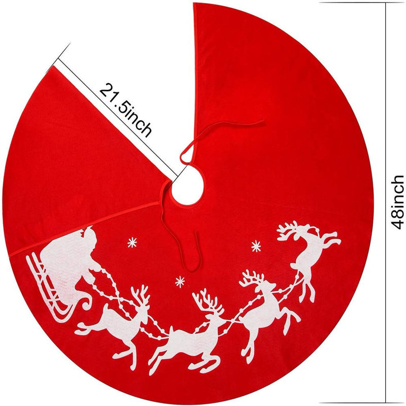 Coolmade 48'' Christmas Tree Skirt Mat with Reindeer Sled Pattern Xmas Tree Skirts Holiday Party Decoration Home & Garden > Decor > Seasonal & Holiday Decorations > Christmas Tree Skirts YINGQING TRADE LIMITED   