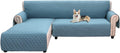 Sofa Slipcover L Shape 3Pcs Reversible Sofa Cover Sectional Couch Cover 3 Seater Chaise Slip Cover with Elastic Straps for Kids Dogs Cats Pet Furniture Protector Cover (Grey Blue, Medium) Home & Garden > Decor > Chair & Sofa Cushions TOPCHANCES Grey Blue X-Large 