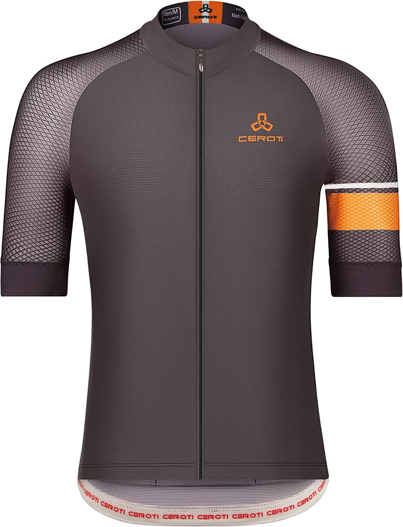 CEROTIPOLAR Snug Fit Men Aircool Cycling Jersey Bike Shirts UPF50+,PRO Dry Fit Light Weight Fabric Sporting Goods > Outdoor Recreation > Cycling > Cycling Apparel & Accessories CEROTIPOLAR Elite Snug Fit/Ace Racing Level/Coffee Small 