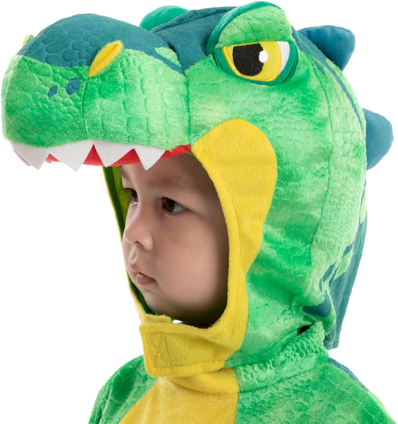 Spooktacular Creations Green T-Rex Costume, Dinosaur Jumpsuit Jumpsuit for Toddler and Child Halloween Dress up Party (3T (3-4 Yrs))  3 years and up   