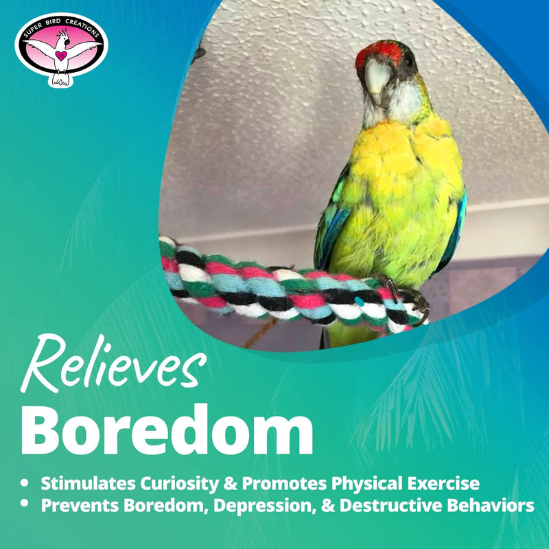 Super Bird Creations SB324 Colorful Cotton Rope Bungee Bird Toy, Medium Bird Size, 3/4" Diameter X 66" Animals & Pet Supplies > Pet Supplies > Bird Supplies > Bird Toys Super Bird Creations   