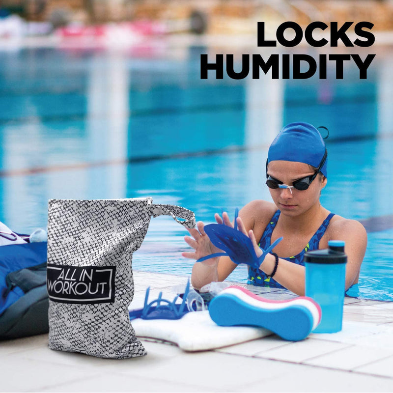 2Pcs Workout Wet Bags, Gym Laundry Bags for Swimsuits or Wet Clothes, Sports Sweat Bags for Sweaty Clothes and Towels, Washable & Waterproof -Swimming Equipment Bags (Black & White) Sporting Goods > Outdoor Recreation > Boating & Water Sports > Swimming The Sunny Factory   