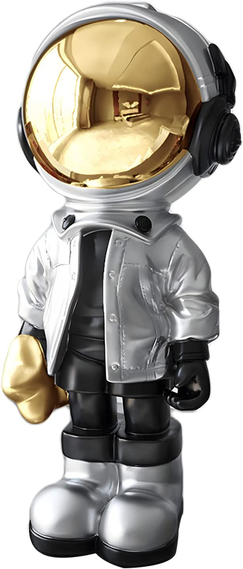 Dosker Astronaut Statues Spaceman Sculpture Polyresin Arts Gifts Orange Figurine Ornament Room Decor for Men,Home and Crafts Desktop Accessories Tabletop Decoration, Living Room, Office, Bookshelf  ZY2417 Silver  