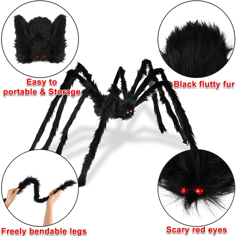 Aiduy Outdoor Halloween Decorations Scary Giant Spider Fake Large Spider Hairy Spider Props for Halloween Yard Decorations Party Decor, Black (1 Pack)