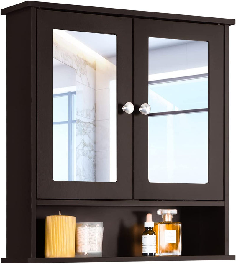 MAISON ARTS Bathroom Medicine Cabinet with Mirror and Adjustable Shelf, Medicine Cabinets Bathroom Cabinet Wall Mounted for Kitchen, Living Room and Laundry Room, Grey Home & Garden > Household Supplies > Storage & Organization MAISON ARTS Coffee 2 door & 2 mirror 
