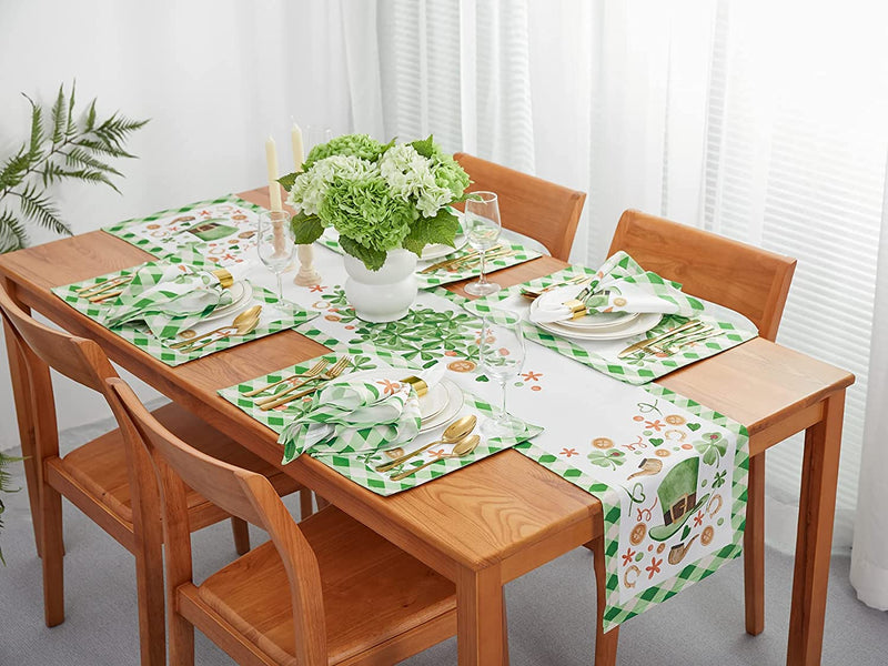 Printed St Patricks Day Table Runner - Wrinkle Free 14 X 72 Inch Rectangle Tabletop for Spring Decorations, Picnics and Dinner Parties - Indoor Outdoor, Stain and Water Resistant, Lucky Me Home & Garden > Decor > Seasonal & Holiday Decorations YiHomer   