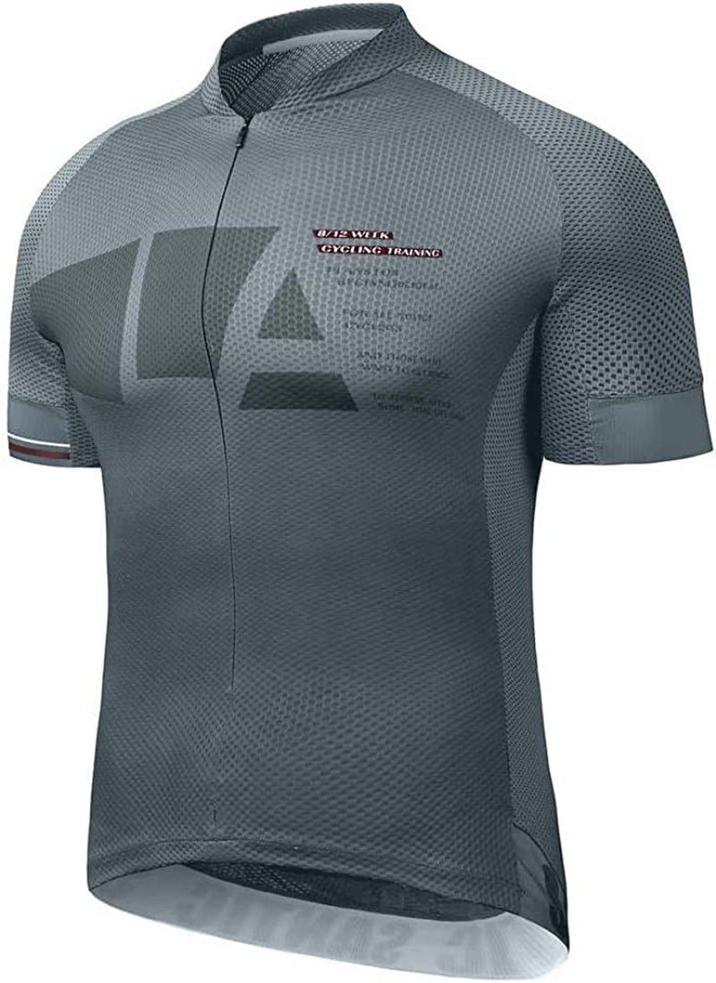 Santic Cycling Jersey Men Short Sleeve Bike Jersey with Three Pockets Breathable Quick Dry Biking Shirts Sporting Goods > Outdoor Recreation > Cycling > Cycling Apparel & Accessories Santic Full Zipper-1-blue Gray Large 