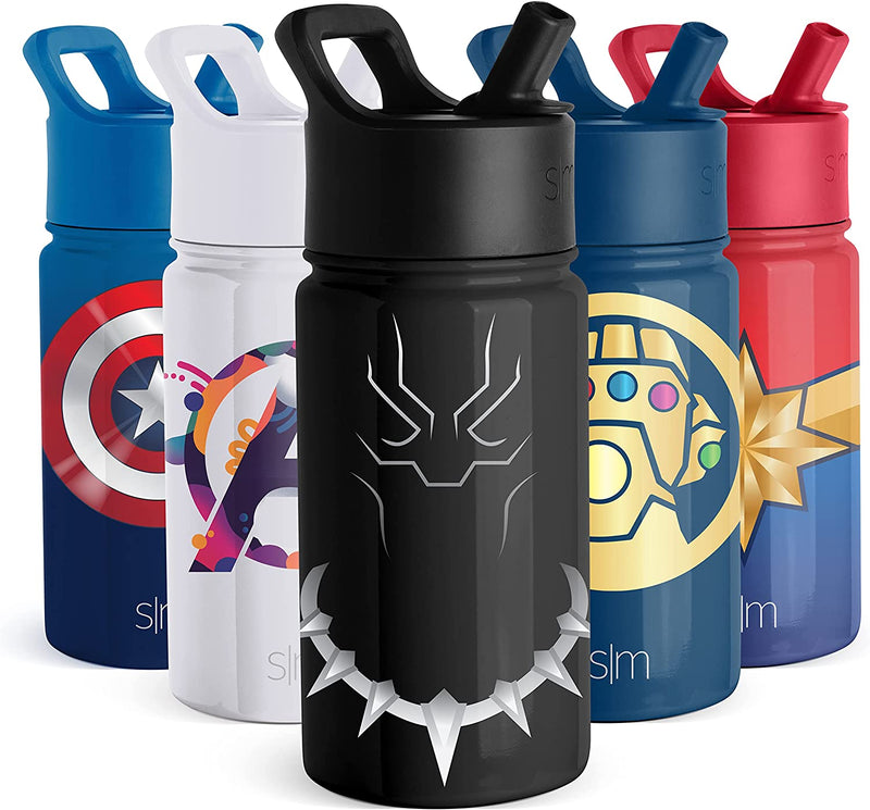 Simple Modern Marvel Spider Man Kids Water Bottle with Straw Lid | Insulated Stainless Steel Reusable Tumbler Gifts for School, Toddlers, Girls, Boys | Summit Collection | 14Oz, Spider Armor Home & Garden > Kitchen & Dining > Tableware > Drinkware Simple Modern Black Panther 14oz Water Bottle 