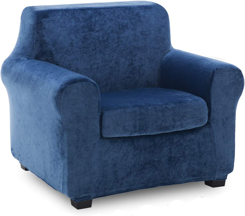 TIANSHU 2 Piece Sofa Slipcover, Stretch Oversized Couch Cover for 4 Cushion, Sofa Cover for Living Room,Stylish Jacquard Furniture Cover Protector (XL Sofa, Chocolate) Home & Garden > Decor > Chair & Sofa Cushions TIANSHU Velvet Aegean Blue Arm Chair 