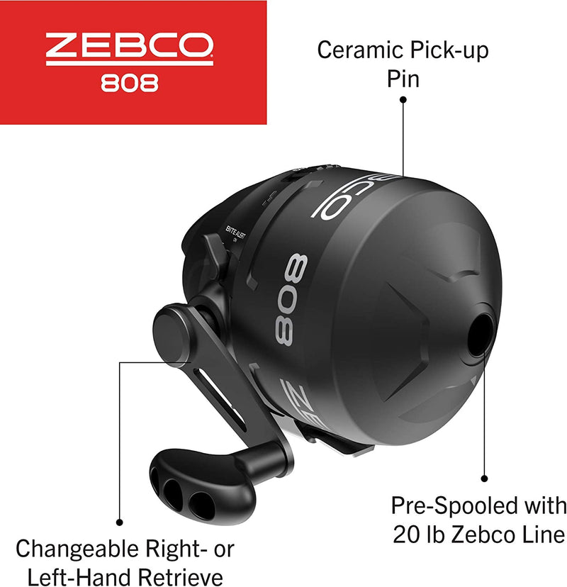 Zebco 808 Spincast Fishing Reel, Powerful All Metal Gears, Quickset Anti-Reverse and Bite Alert, Pre-Spooled with 20-Pound Zebco Fishing Line, Clam Pack, Black Sporting Goods > Outdoor Recreation > Fishing > Fishing Reels Zebco   