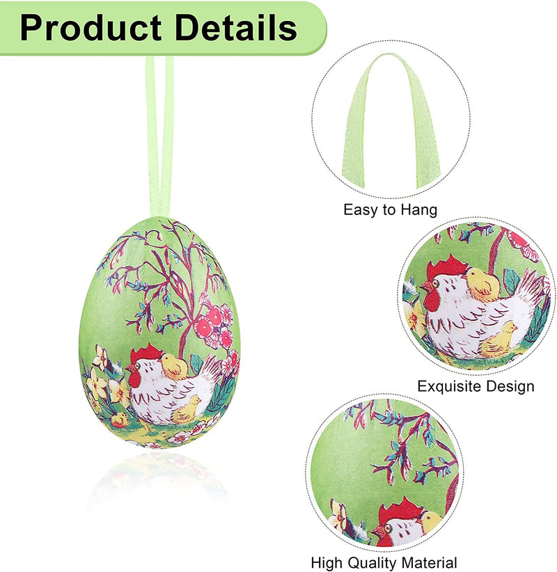 ADXCO 24 Pieces 2 Sizes Easter Hanging Eggs Colorful Painted Easter Egg Easter Hanging Ornaments for Easter Decoration, Random Styles Home & Garden > Decor > Seasonal & Holiday Decorations ADXCO   