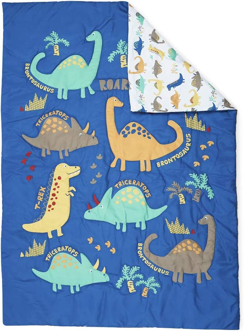 Funhouse 4 Piece Toddler Bedding Set - Includes Quilted Comforter, Fitted Sheet, Top Sheet, and Pillow Case - Dinosaur Roar Design for Boys Bed Home & Garden > Linens & Bedding > Bedding Baby Boom   