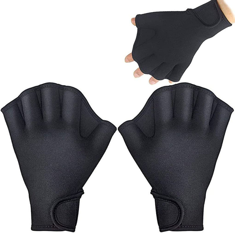 YMLHOME 1 Pair Aquatic Swim Gloves Training Swimming Gloves Neoprene Water Resistance Webbed Gloves for Men Women Adults Water Fitness Training Sporting Goods > Outdoor Recreation > Boating & Water Sports > Swimming > Swim Gloves YMLHOME Black  