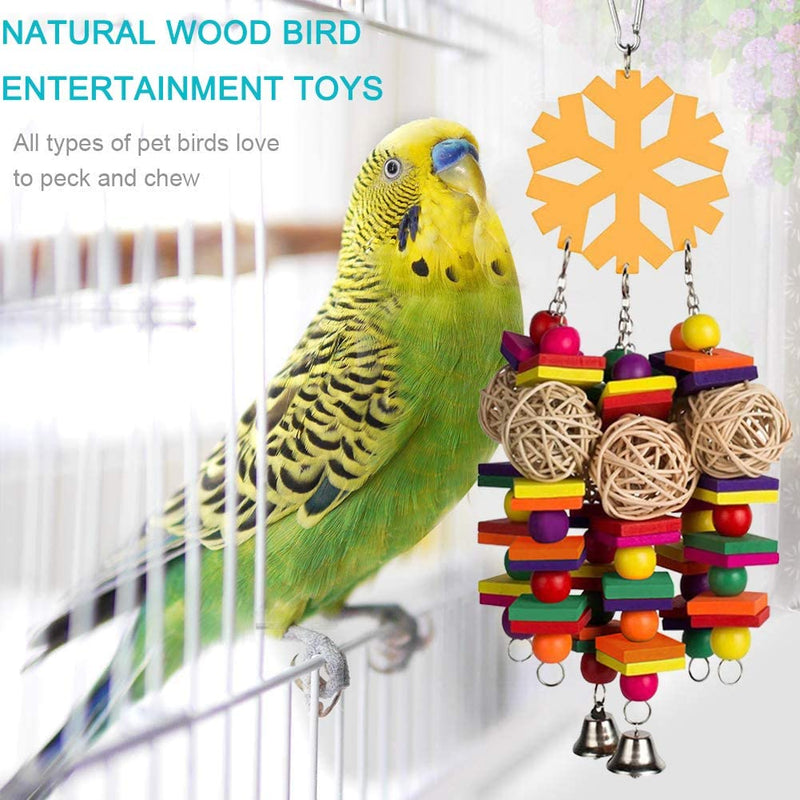 Coppthinktu Bird Toys, Parrot Toys with Bells, Parrots Cage Chewing Toy with Colorful Wood Beads, Multicolored Wooden Block Bite Toys for Macaw African Grey Cockatoo and a Variety of Parrots Animals & Pet Supplies > Pet Supplies > Bird Supplies > Bird Toys Coppthinktu   