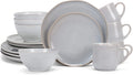 Elanze Designs Reactive Glaze Ceramic Stoneware Dinnerware 16 Piece Set - Service for 4, Mocha Grey Ombre Home & Garden > Kitchen & Dining > Tableware > Dinnerware Elanze Designs Pale Grey  