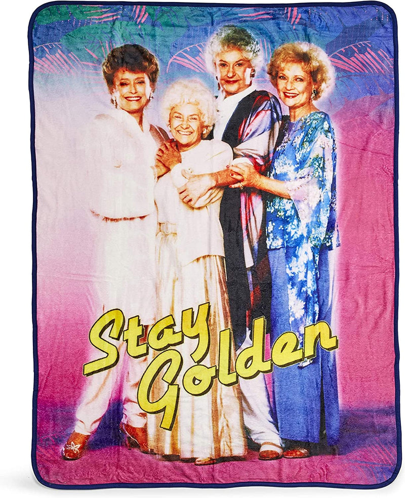 The Golden Girls Stay Golden Fleece Blanket - Large 45 X 60-Inch Fluffy Warm Soft Throw - for Wall Hanging, Cozy Stadium Blanket, Bedding Set - TV Show Merchandise - Great Birthday