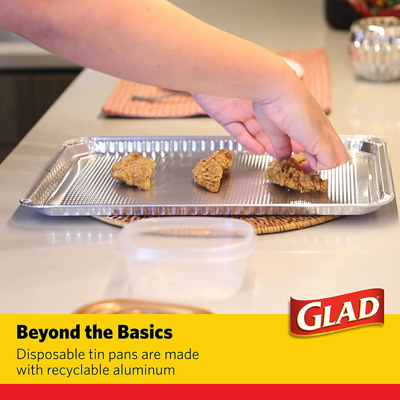 Glad Disposable Bakeware Aluminum Rectangular Cookie Sheets for Baking and Roasting, 12 Count | 16" X 11" X 0.25" - Textured Sheet for Easy Removal, Made from Recyclable Aluminum Home & Garden > Kitchen & Dining > Cookware & Bakeware Brand Buzz Consumer Products   