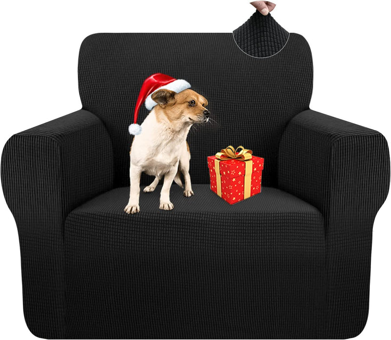 Kiduck High Stretch Chair Sofa Cover Form Fit Super Soft Couch Cover for Armchair Pet Friendly Furniture Protector with Elastic Bottom Machine Washable (Small,Chocolate) Home & Garden > Decor > Chair & Sofa Cushions Kiduck Black Small 