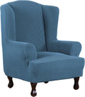 H.VERSAILTEX Wing Chair Slipcover Chair Covers for Wingback Chairs Wingback Chair Covers Slipcovers 1 Piece Stretch Sofa Cover Furniture Protector Soft Spandex Jacquard Checked Pattern, Chocolate Home & Garden > Decor > Chair & Sofa Cushions H.VERSAILTEX Dusty Blue 1 