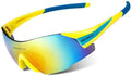Gaolfuo Cycling Glasses UV400 Outdoor Sports Eyewear Fashion Frameless Bike Bicycle Sunglasses MTB Goggles Riding Equipment Sporting Goods > Outdoor Recreation > Cycling > Cycling Apparel & Accessories Gaolfuo Yellow Blue  
